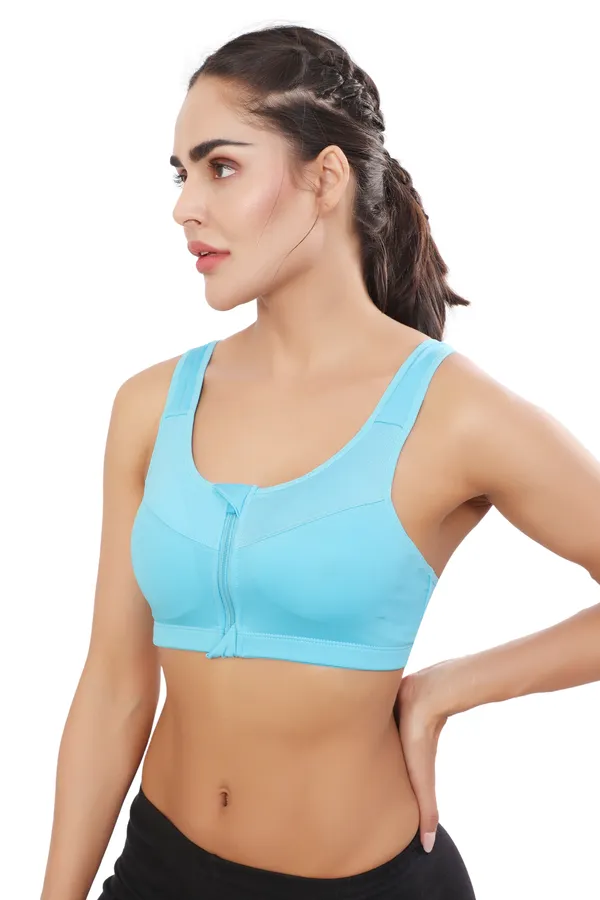 Blue_High_Support_Padded_Front_Zip_Racerback_Sports_Bra_With_Adjustable_Straps_For_Women