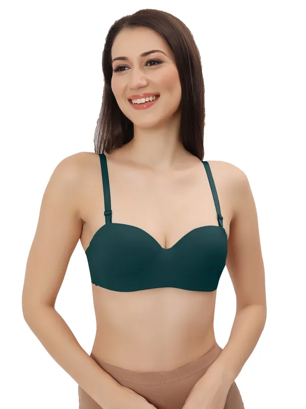 Green_Nylon-Spandex_Blend_Ultra-Comfort_Seamless_Push-Up_Bra_|_Cotten_Padded_For_Women