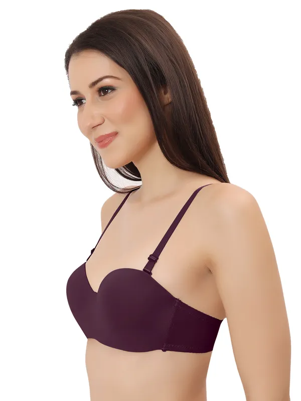 Wine_Nylon-Spandex_Blend_Ultra-Comfort_Seamless_Push-Up_Bra_|_Cotten_Padded_For_Women