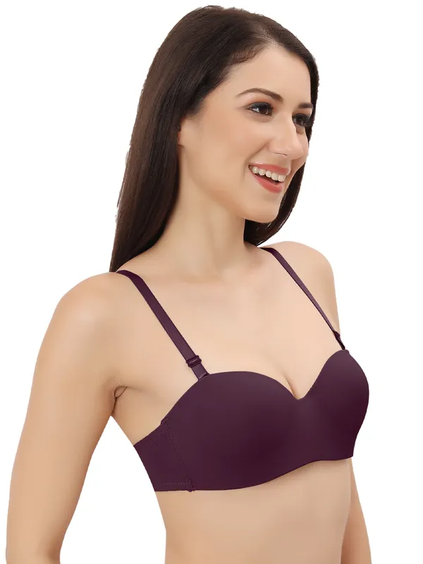 Wine_Nylon-Spandex_Blend_Ultra-Comfort_Seamless_Push-Up_Bra_|_Cotten_Padded_For_Women
