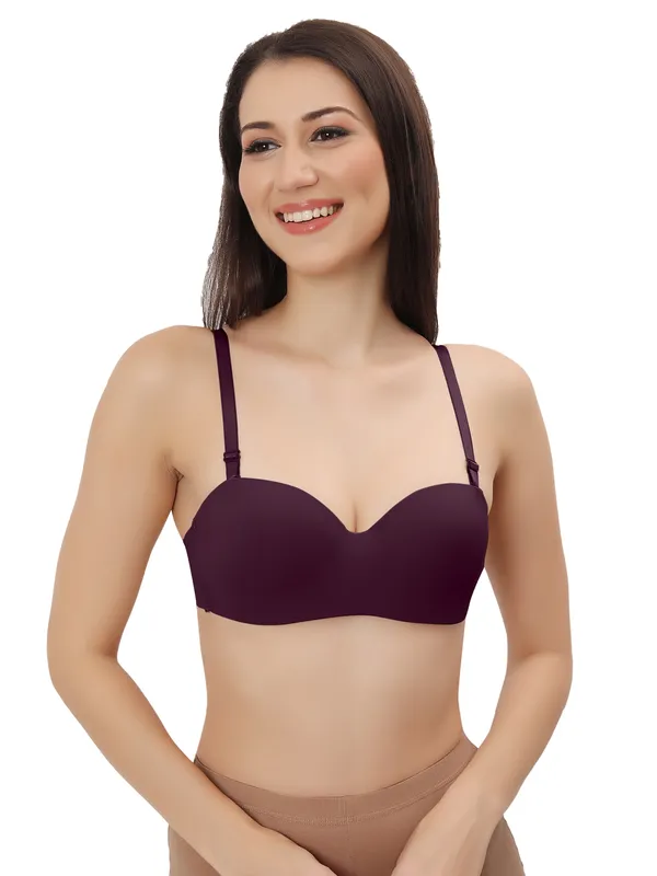 Wine_Nylon-Spandex_Blend_Ultra-Comfort_Seamless_Push-Up_Bra_|_Cotten_Padded_For_Women