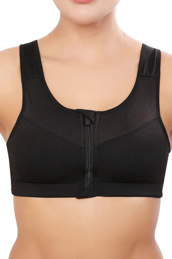 Black_High_Support_Padded_Front_Zip_Racerback_Sports_Bra_With_Adjustable_Straps_For_Women