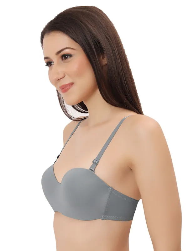 Grey_Nylon-Spandex_Blend_Ultra-Comfort_Seamless_Push-Up_Bra_|_Cotten_Padded_For_Women