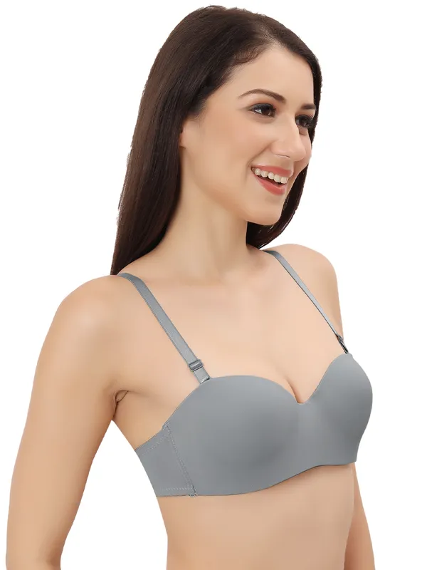 Grey_Nylon-Spandex_Blend_Ultra-Comfort_Seamless_Push-Up_Bra_|_Cotten_Padded_For_Women