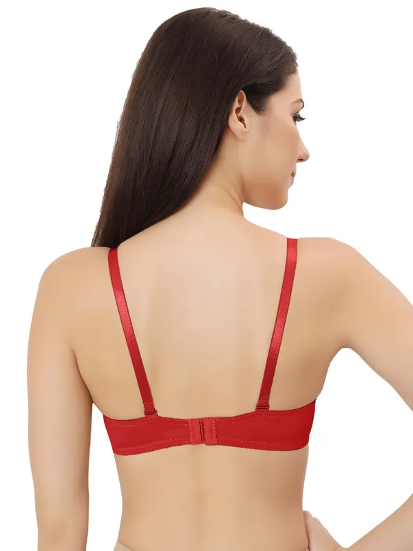 Red_Nylon-Spandex_Blend_Ultra-Comfort_Seamless_Push-Up_Bra_|_Cotten_Padded_For_Women