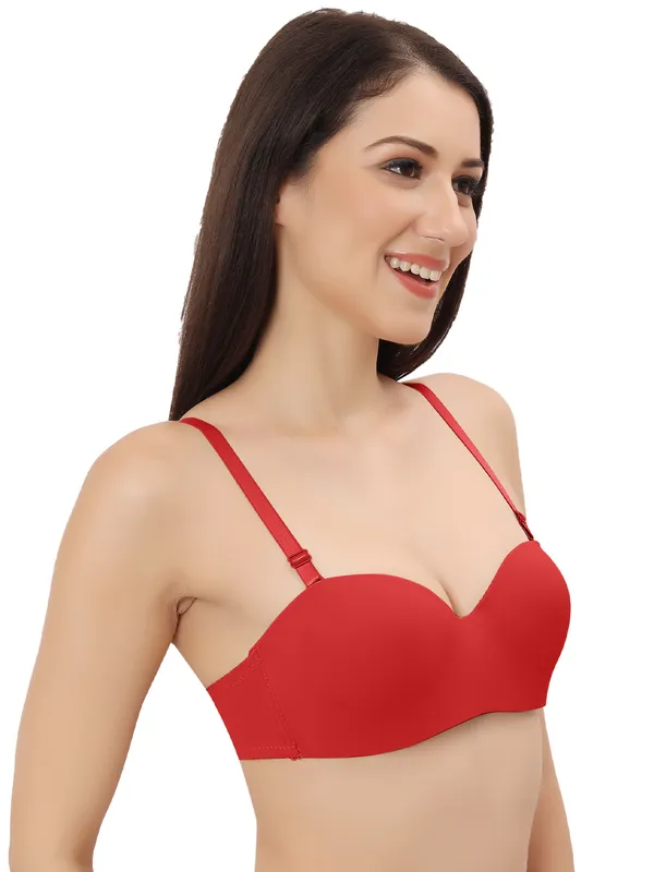 Red_Nylon-Spandex_Blend_Ultra-Comfort_Seamless_Push-Up_Bra_|_Cotten_Padded_For_Women