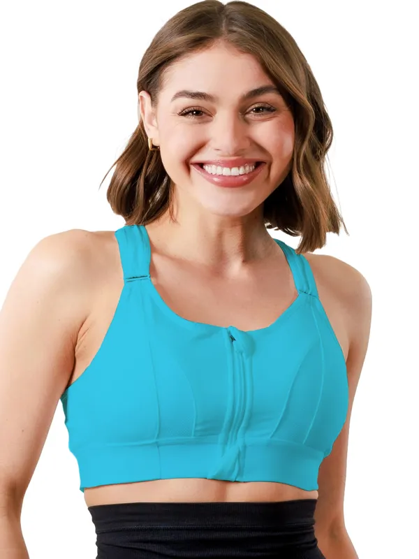 Blue_Padded_Front_Zip_High_Support_Racerback_Sports_Bra_For_With_Adjustable_Straps,_Moisture-Wicking_4-Way_Stretch_Fabric_For_Women