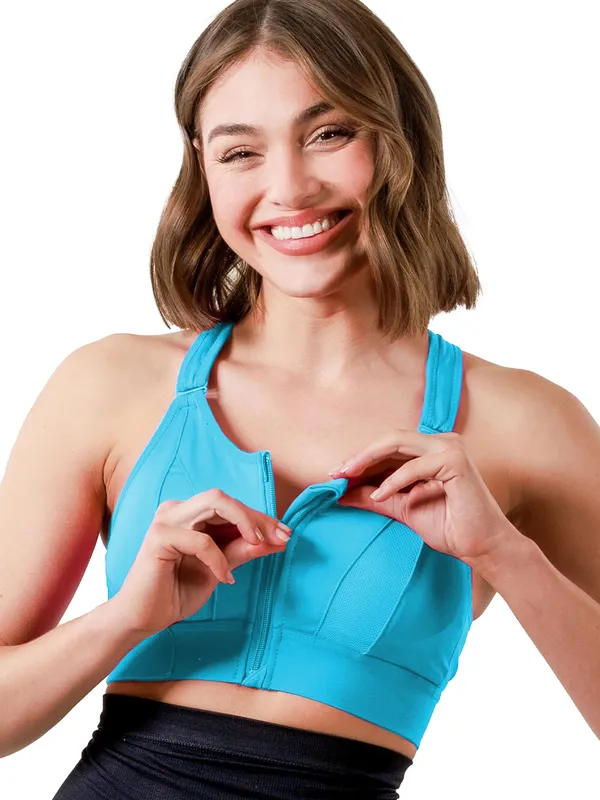 Blue_Padded_Front_Zip_High_Support_Racerback_Sports_Bra_For_With_Adjustable_Straps,_Moisture-Wicking_4-Way_Stretch_Fabric_For_Women