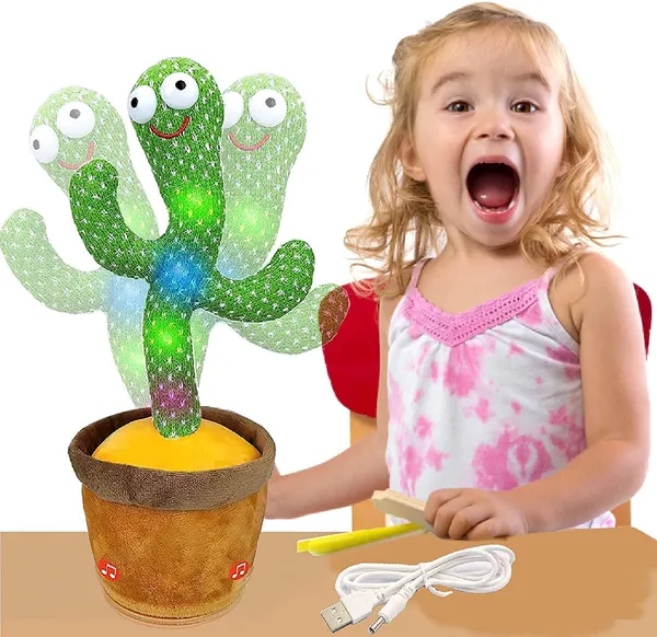 Dancing_Cactus_Talking_Plush_Toy_with_Singing_&_Recording_Function_Rechargeable_-_Repeat_What_You_Say_Electronic_Light_Up_Interactive_Toy_for_Toddler_with_USB_Charging_Cable_-_Pack_of_1