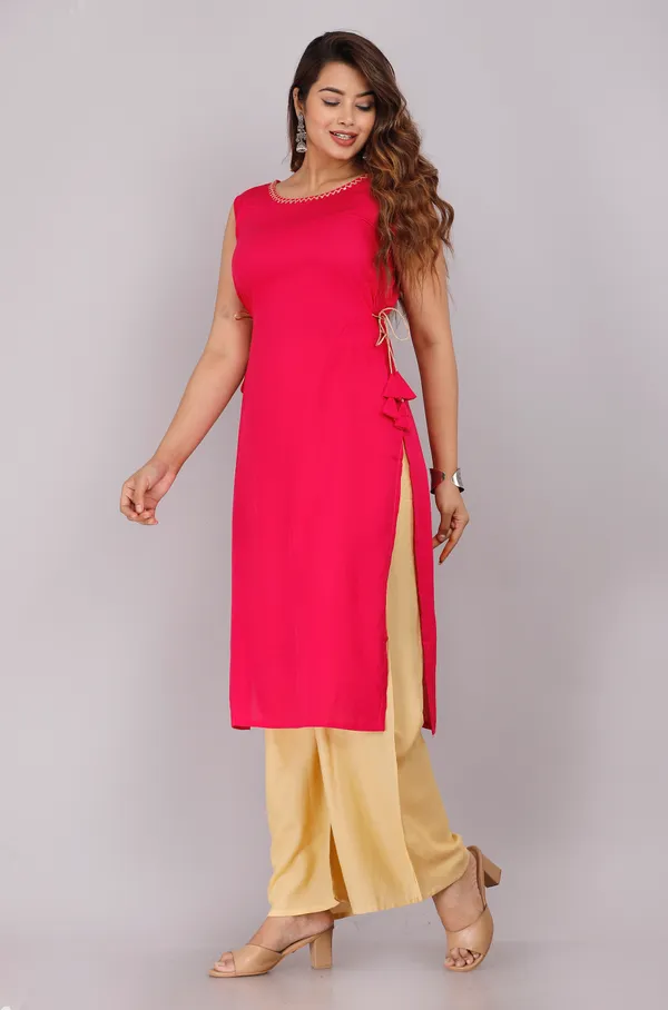Pink_Cut_Sleeves_Kurti