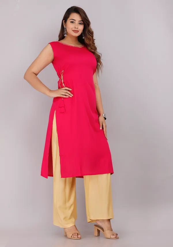 Pink_Cut_Sleeves_Kurti