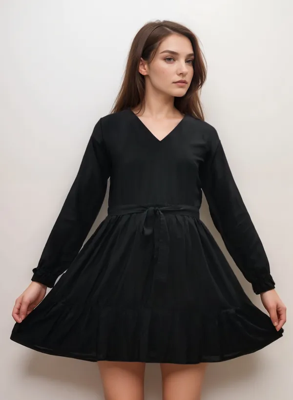 Black_Soft_Bamboo_Pulp_Fabric_Dress