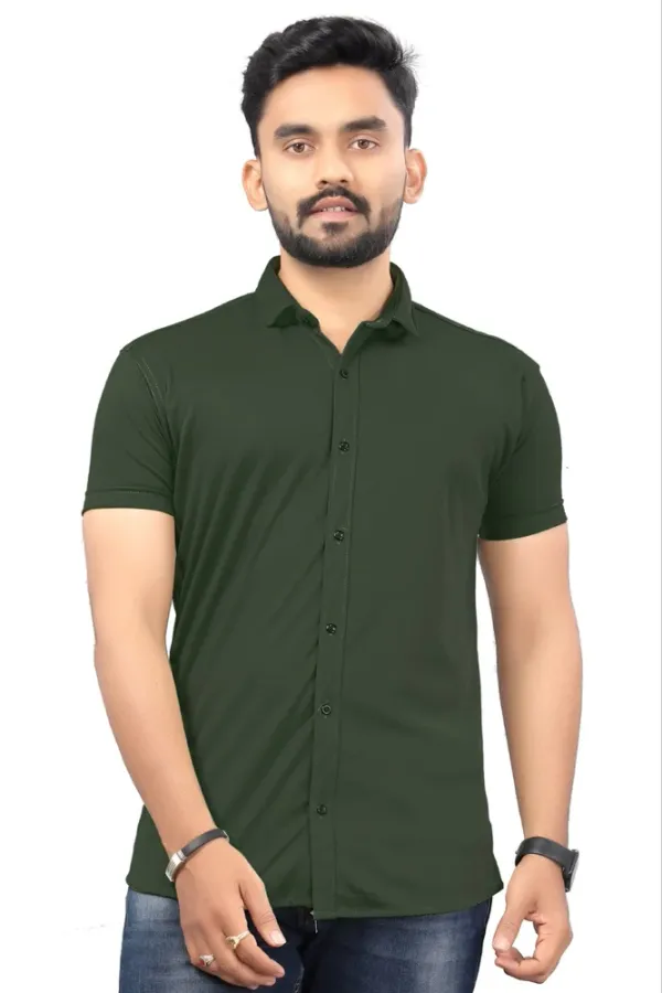 Bottle_Green_Shirt_Half_Rayon_For_Men