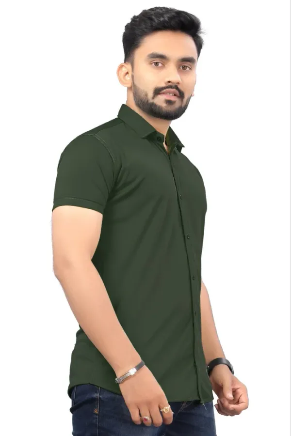 Bottle_Green_Shirt_Half_Rayon_For_Men