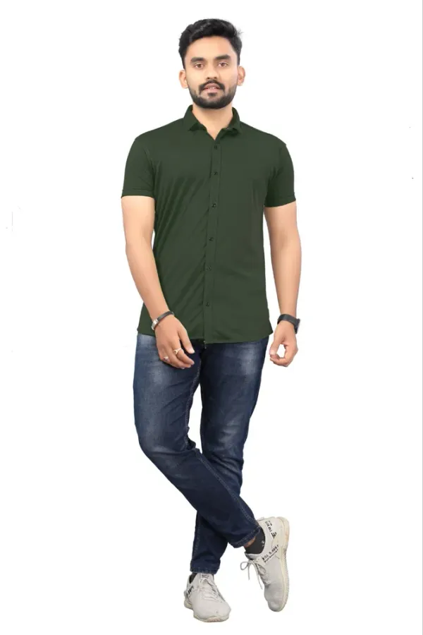 Bottle_Green_Shirt_Half_Rayon_For_Men