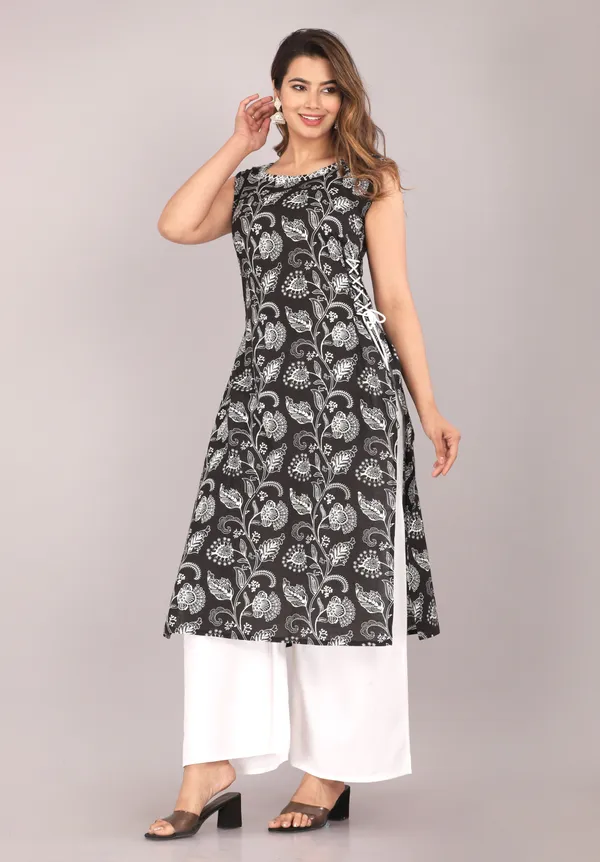 Black_Printed_Cut_Sleeves_Kurti