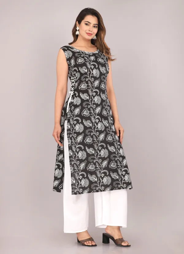 Black_Printed_Cut_Sleeves_Kurti