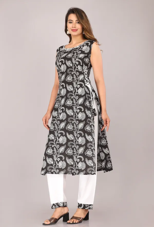 Black_Printed_Cut_Sleeves_Kurti