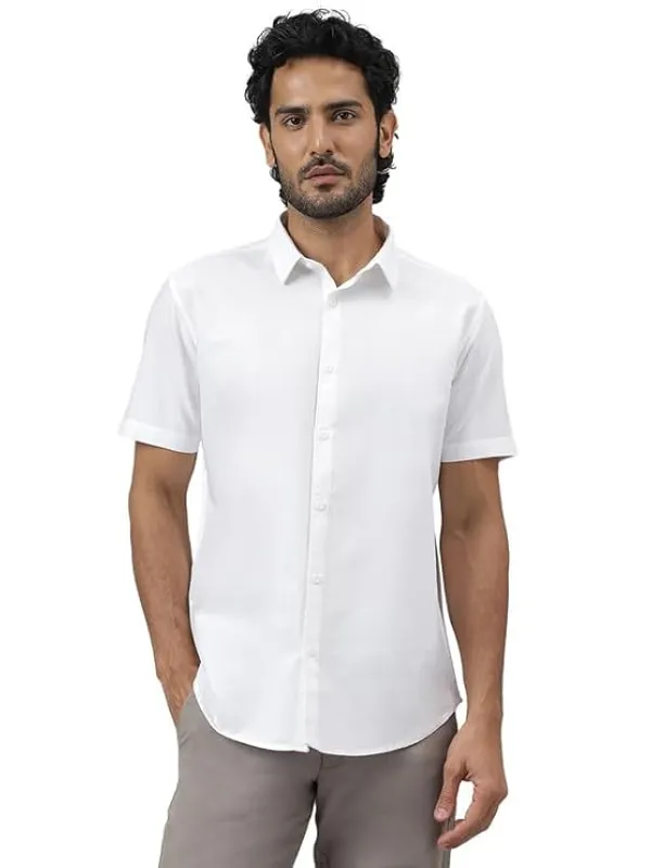 White_Breeze_100%_Cotton_Oxford_Solid_White_Shirt_For_Men