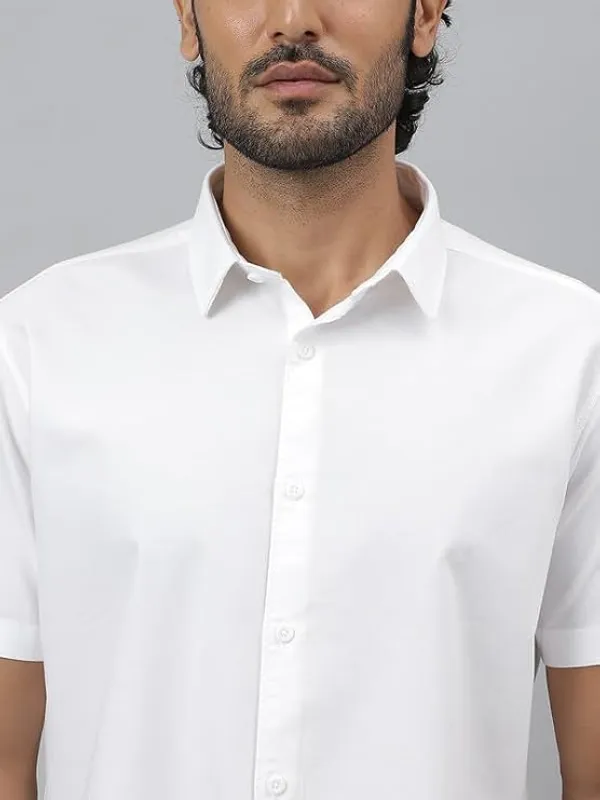 White_Breeze_100%_Cotton_Oxford_Solid_White_Shirt_For_Men