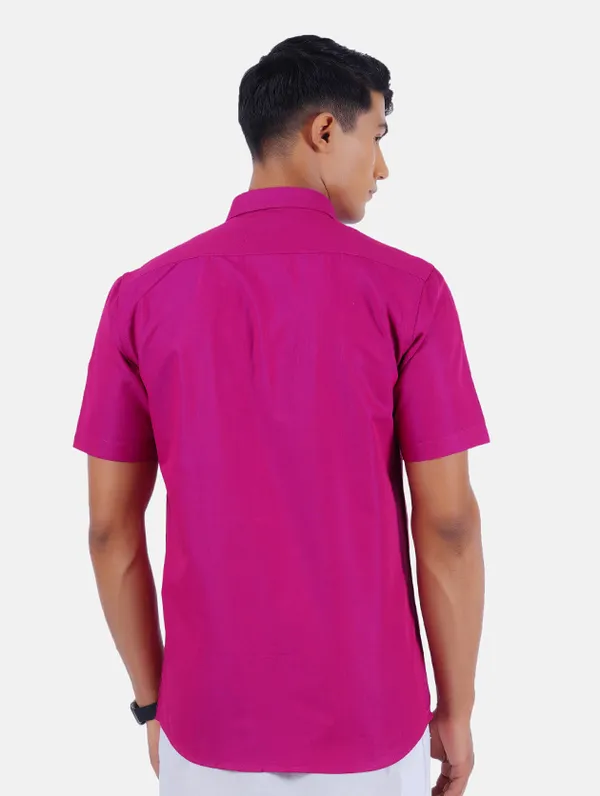 Pink_100%_Cotton_Oxford_Solid_Half_Shirt_For_Men