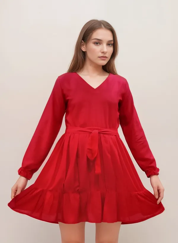 Red_Soft_Bamboo_Pulp_Fabric_Dress