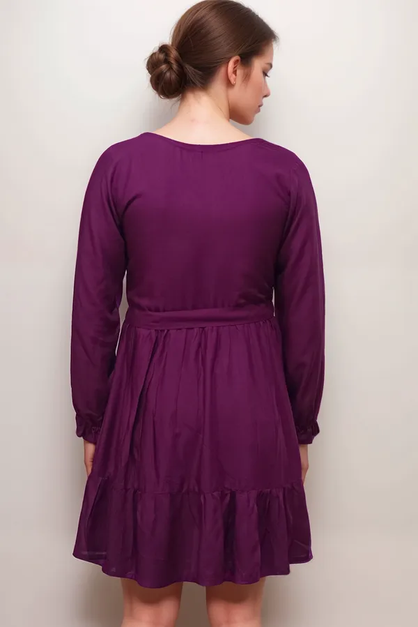 Wine_Color_Bamboo_Pulp_Fabric_Dress