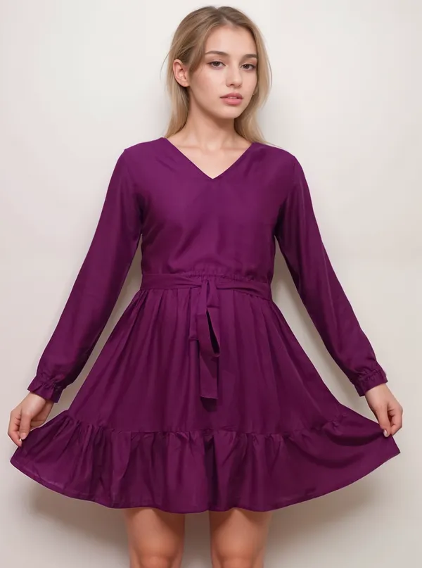 Wine_Color_Bamboo_Pulp_Fabric_Dress