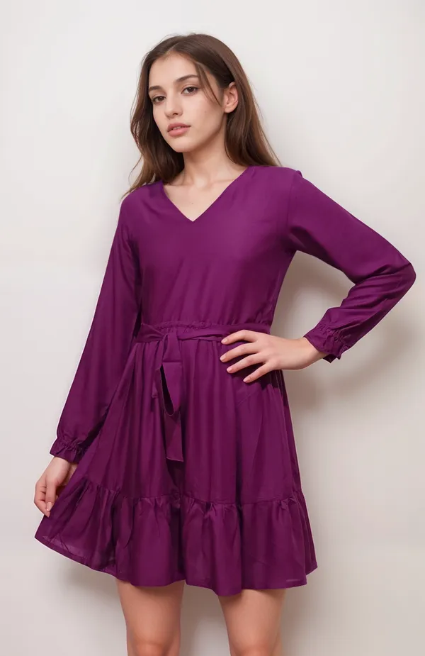 Wine_Color_Bamboo_Pulp_Fabric_Dress