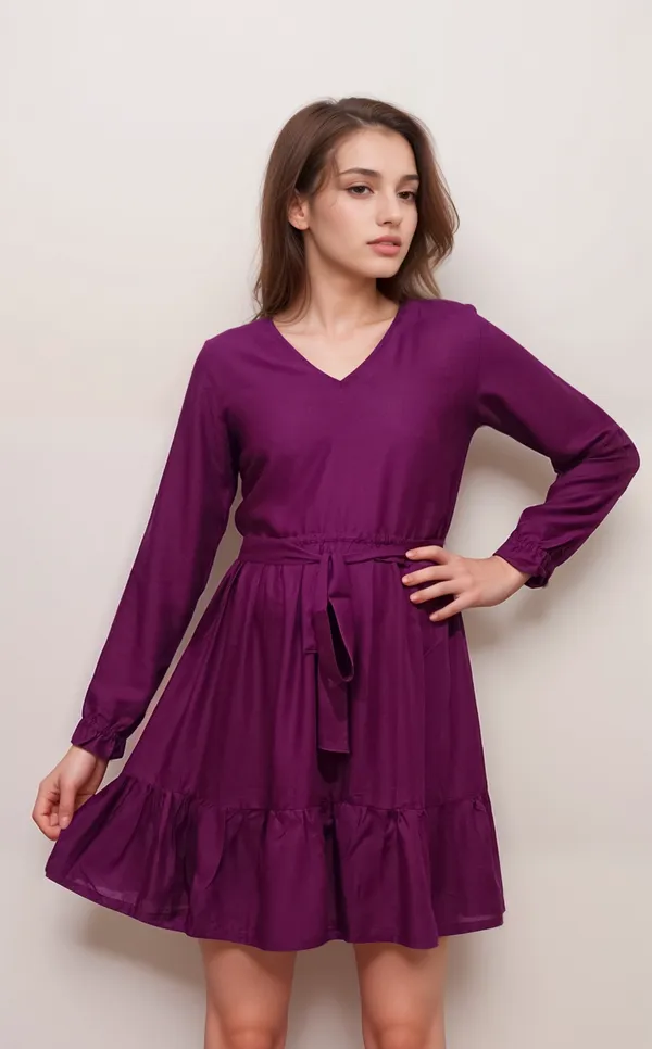 Wine_Color_Bamboo_Pulp_Fabric_Dress