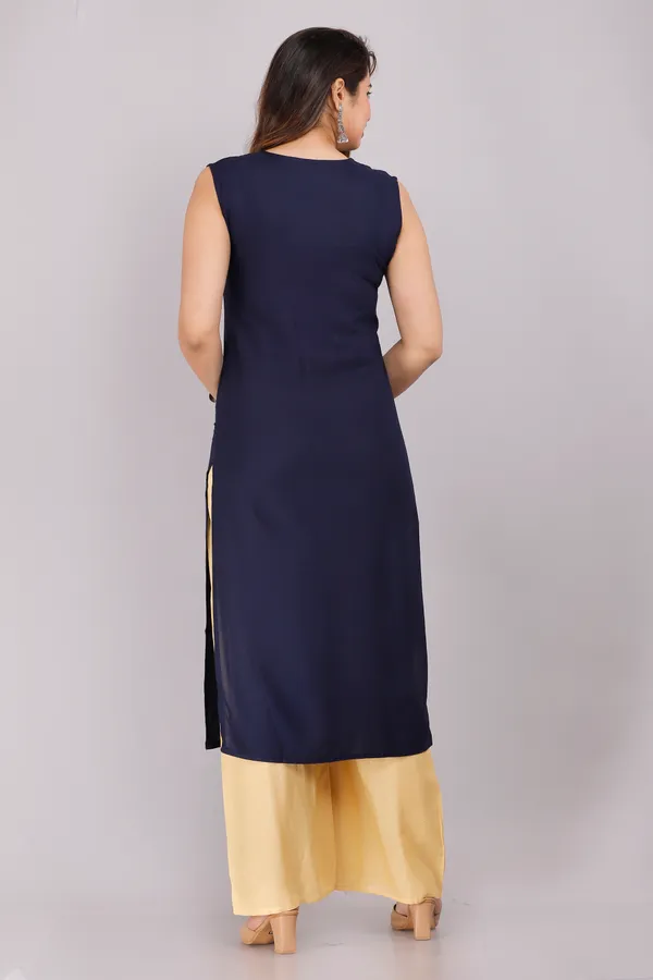 Navy_Blue_Cut_Sleeves_Embroidered_Kurti