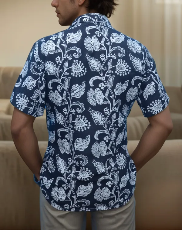 Blue_Soft_Viscose_Half_Sleeve_Shirt_For_Men