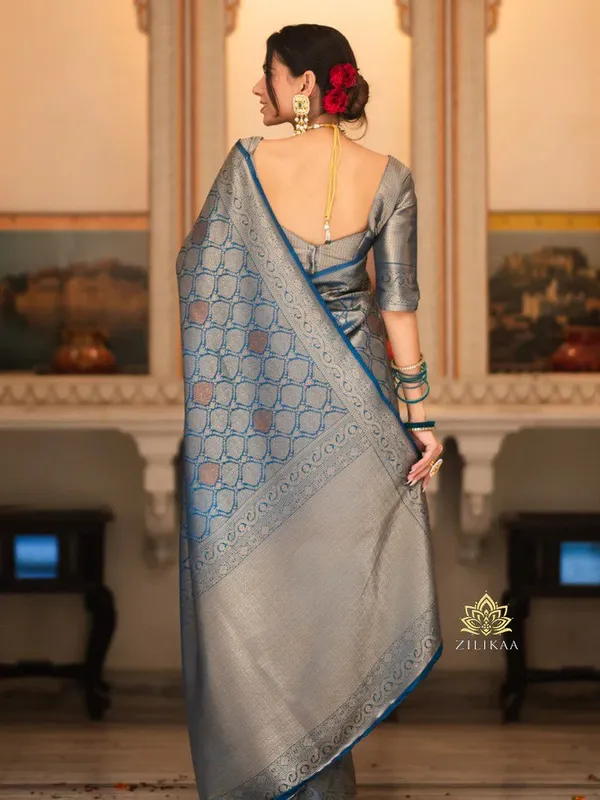 Exquisite_Sky_Blue_Banarasi_Silk_Saree_with_Intricate_Silver_Patterns_and_Traditional_Motifs