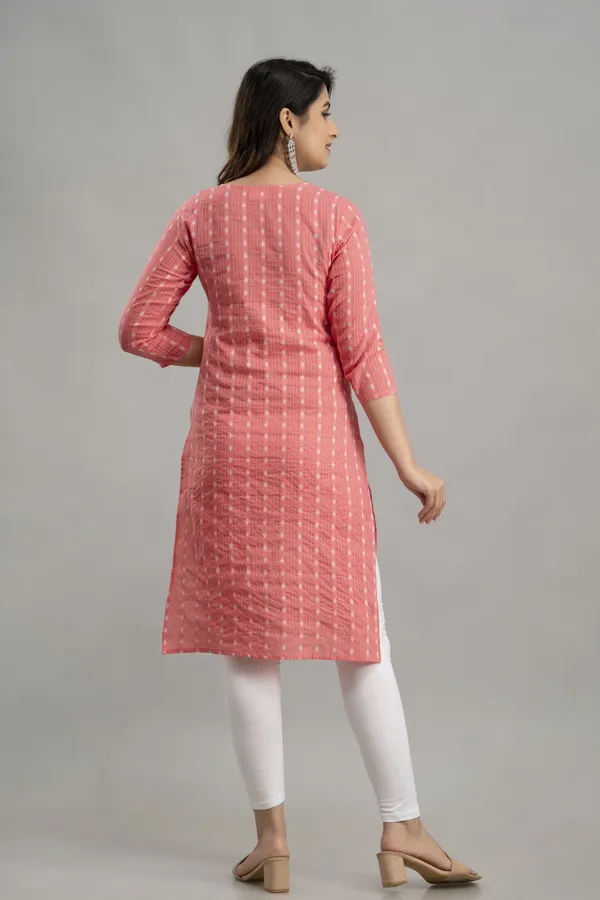 Peach_Cotton_Straight_Kurti_For_Women