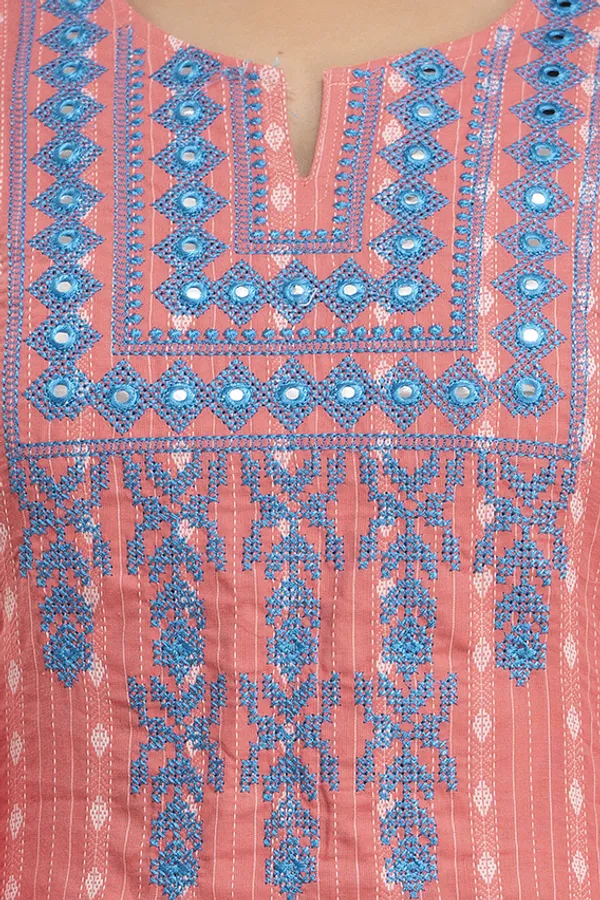 Peach_Cotton_Straight_Kurti_For_Women