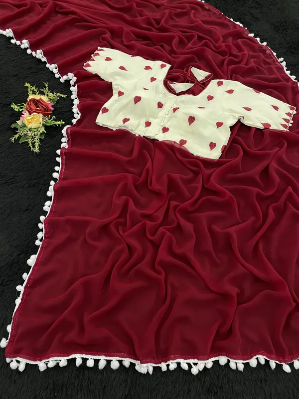 Maroon_Premium_Georgette_Saree_For_Women