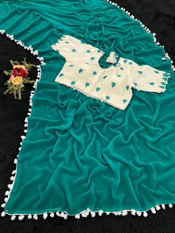 Green_Premium_Georgette_Saree_For_Women