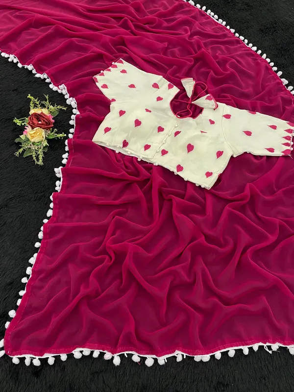 Pink_Premium_Georgette_Saree_For_Women