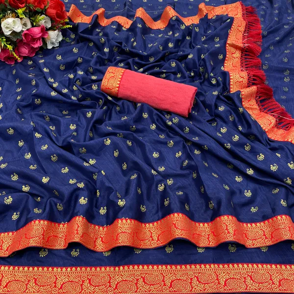 Navy_Blue_Premium_Vichitra_Silk_Saree_For_Women