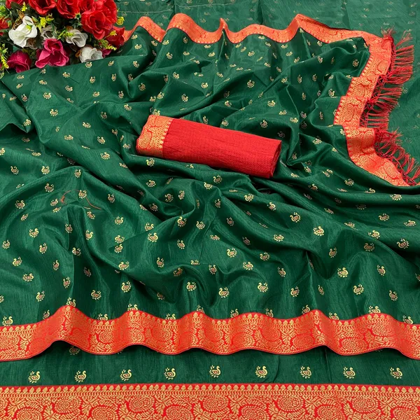 Green_Premium_Vichitra_Silk_Saree_For_Women