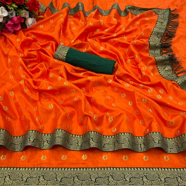 Orange_Premium_Vichitra_Silk_Saree_For_Women