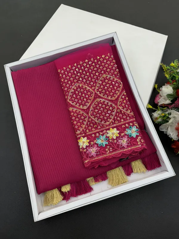 Red_Premium_Chiffon_Saree_For_Women