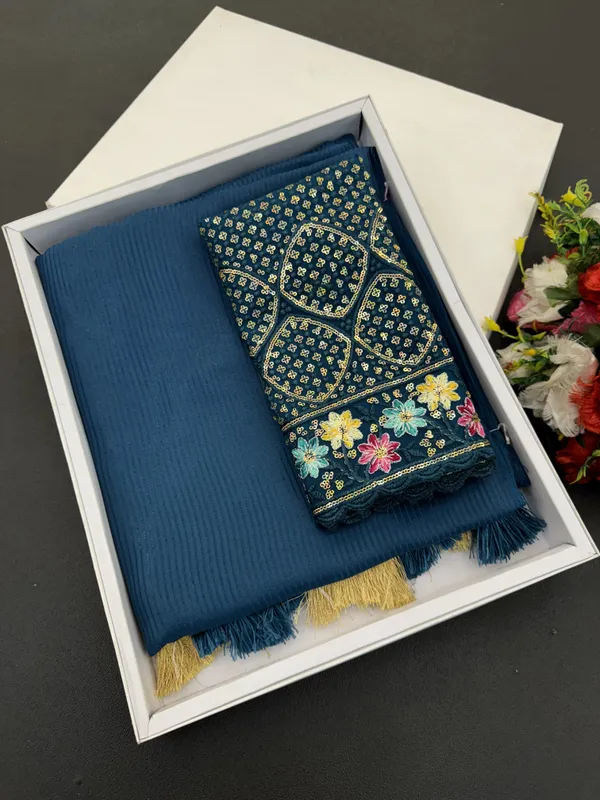 Navy_Blue_Premium_Chiffon_Saree_For_Women