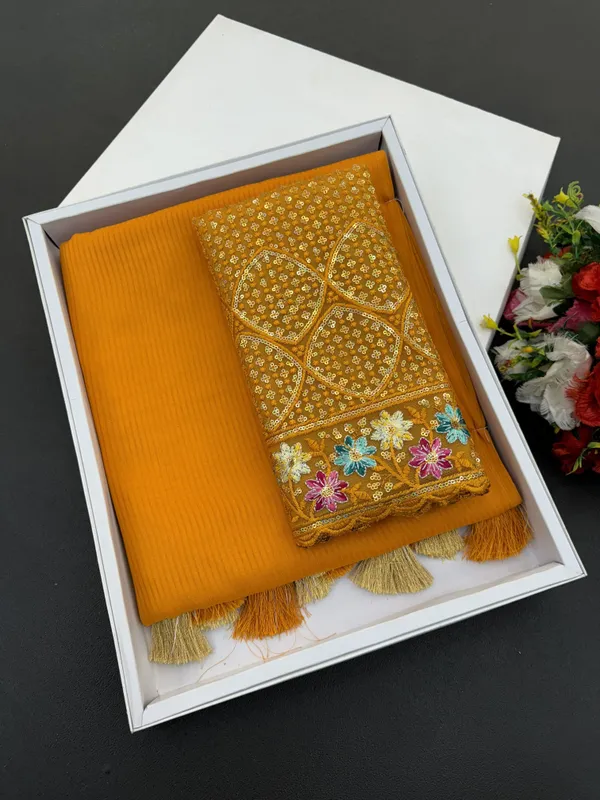 Yellow_Premium_Chiffon_Saree_For_Women