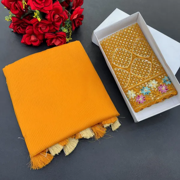 Yellow_Premium_Chiffon_Saree_For_Women