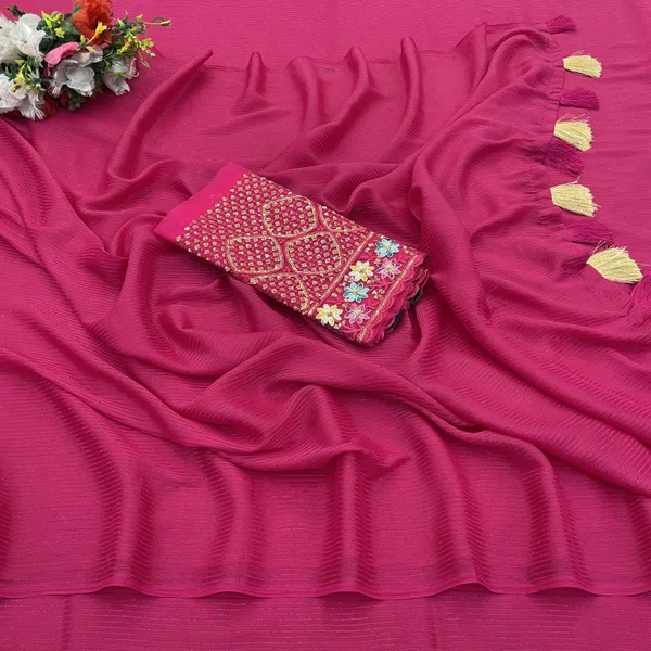 Red_Premium_Chiffon_Saree_For_Women