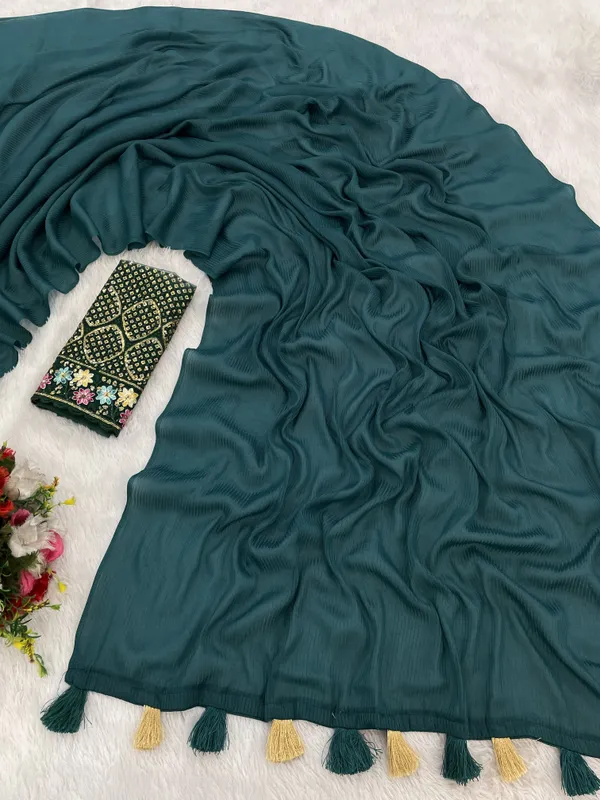 Green_Premium_Chiffon_Saree_For_Women