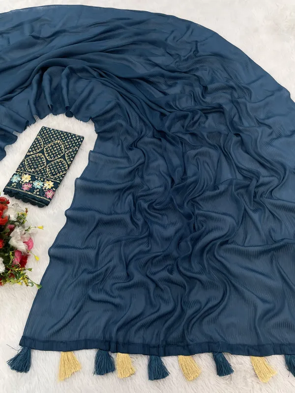 Navy_Blue_Premium_Chiffon_Saree_For_Women