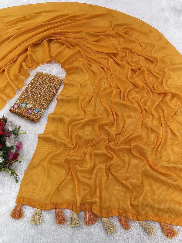 Yellow_Premium_Chiffon_Saree_For_Women