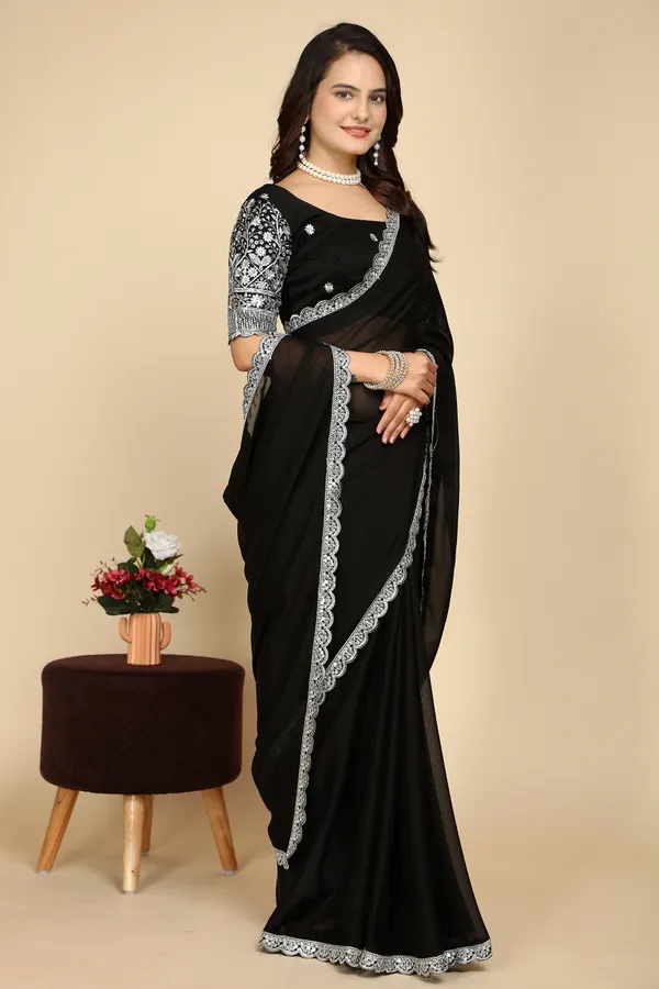 Black_Chiffon_Saree_With_Blouse_For_Women